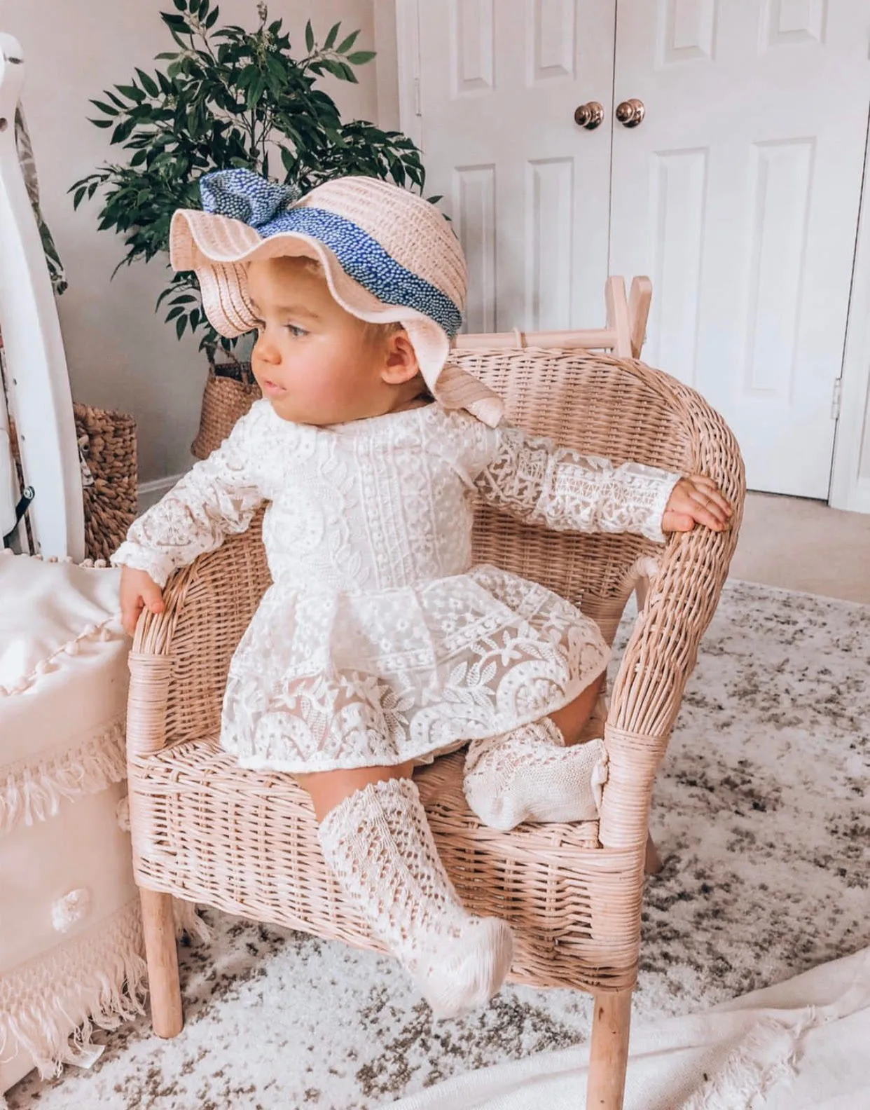 $15.00 EA - 6-12M X 2 / 12-24M X 1 -- Stacey Lynn Ivory Lace Skirted Romper