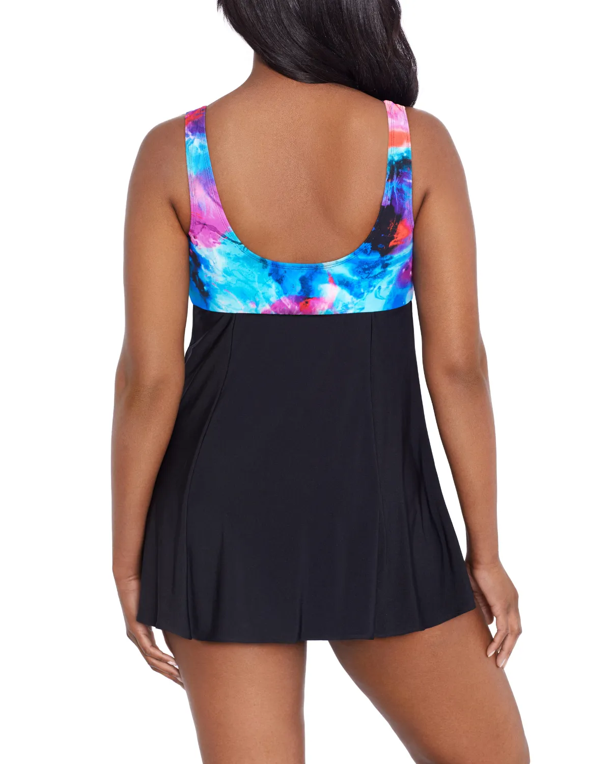 2024 Longitude Paint Trip Crossover Draped Long Torso Swim Dress - L242722