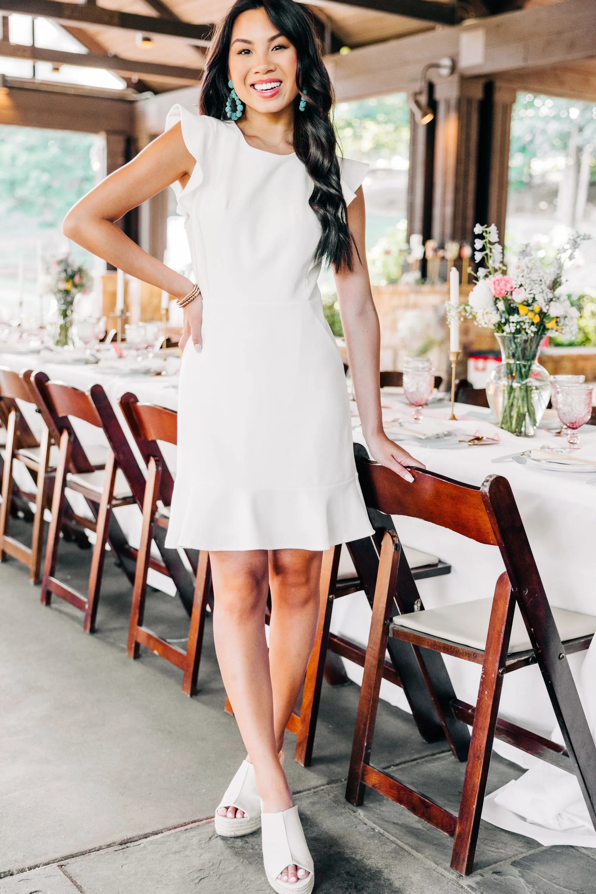 All My Life White Ruffled Dress