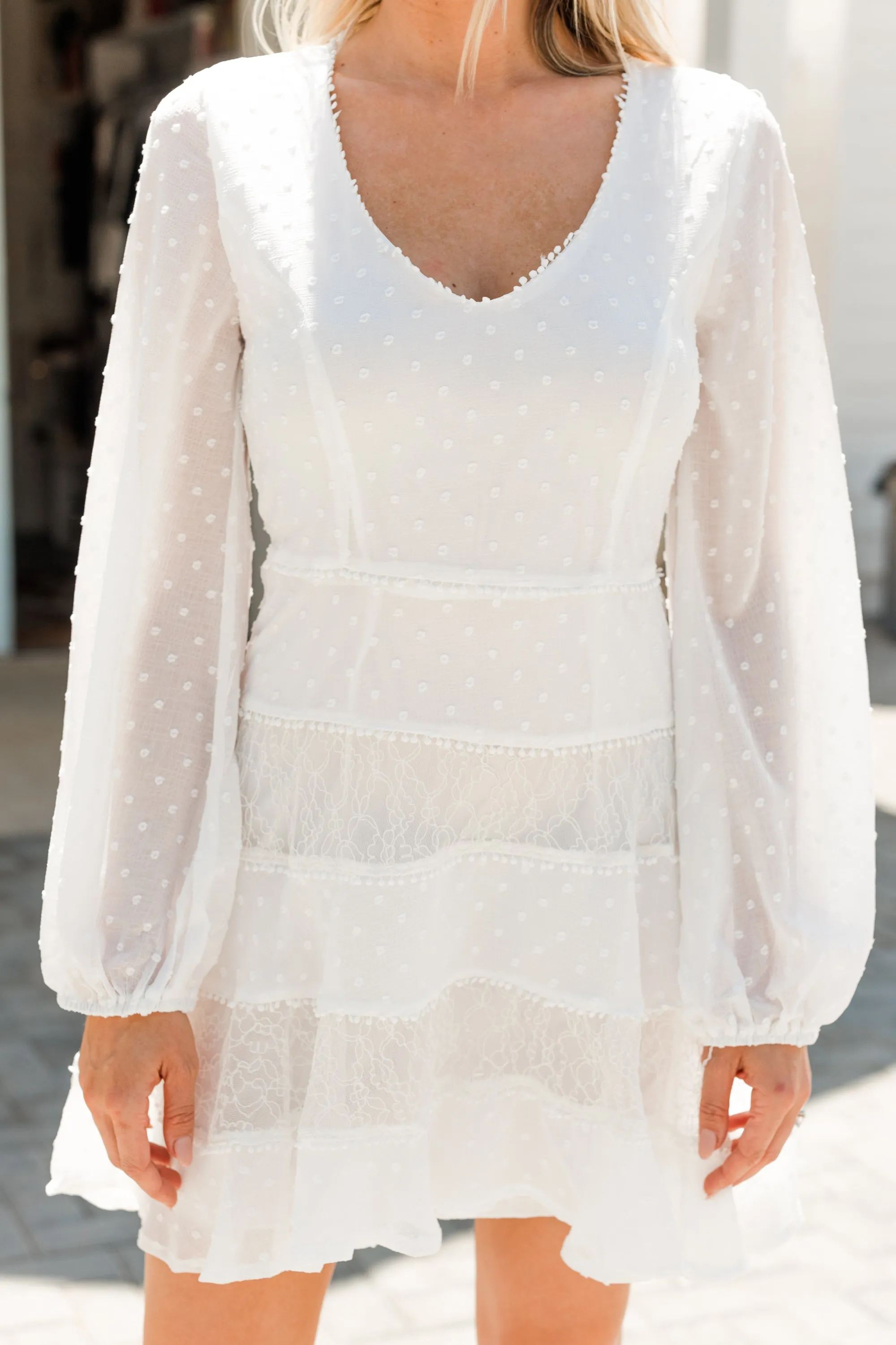 All My Life White Swiss Dot Dress