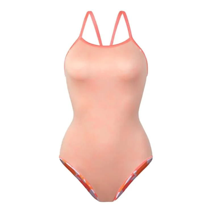 Barrel Womens Floral 2T VBack Swimsuit-CORAL