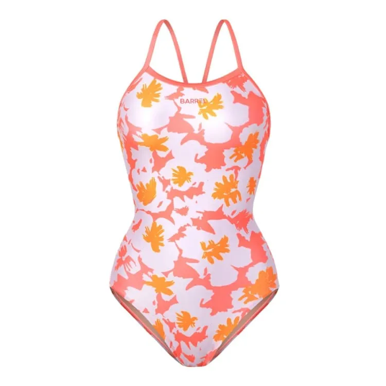 Barrel Womens Floral 2T VBack Swimsuit-CORAL
