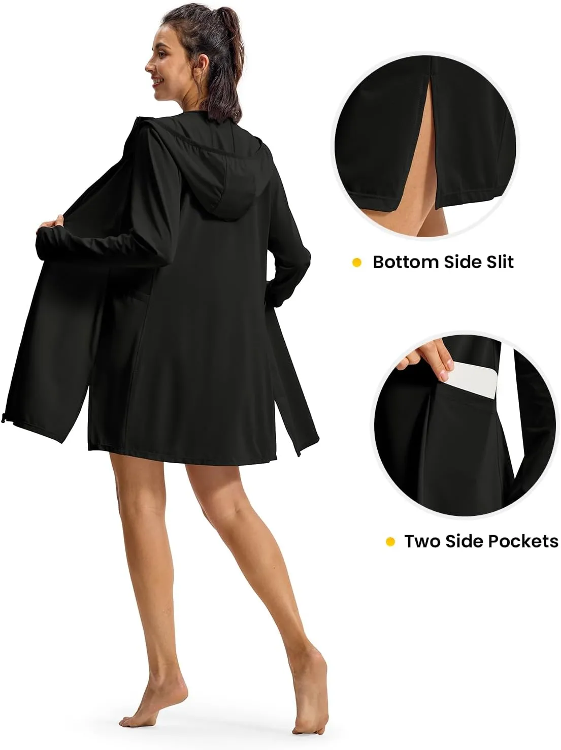 BASUDAM Women's Beach Swim Cover Up Lightweight Quick Dry SPF UPF 50  Sun Protection Outdoor Hoodie Long Jackets