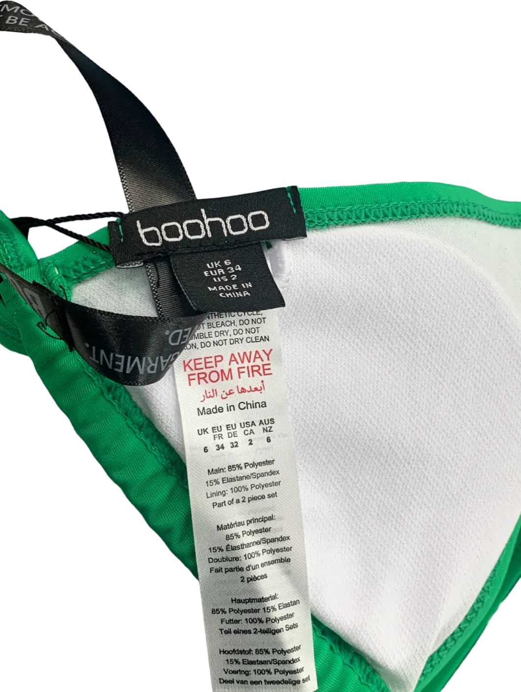 boohoo Green Bamboo Triangle Bikini UK 6