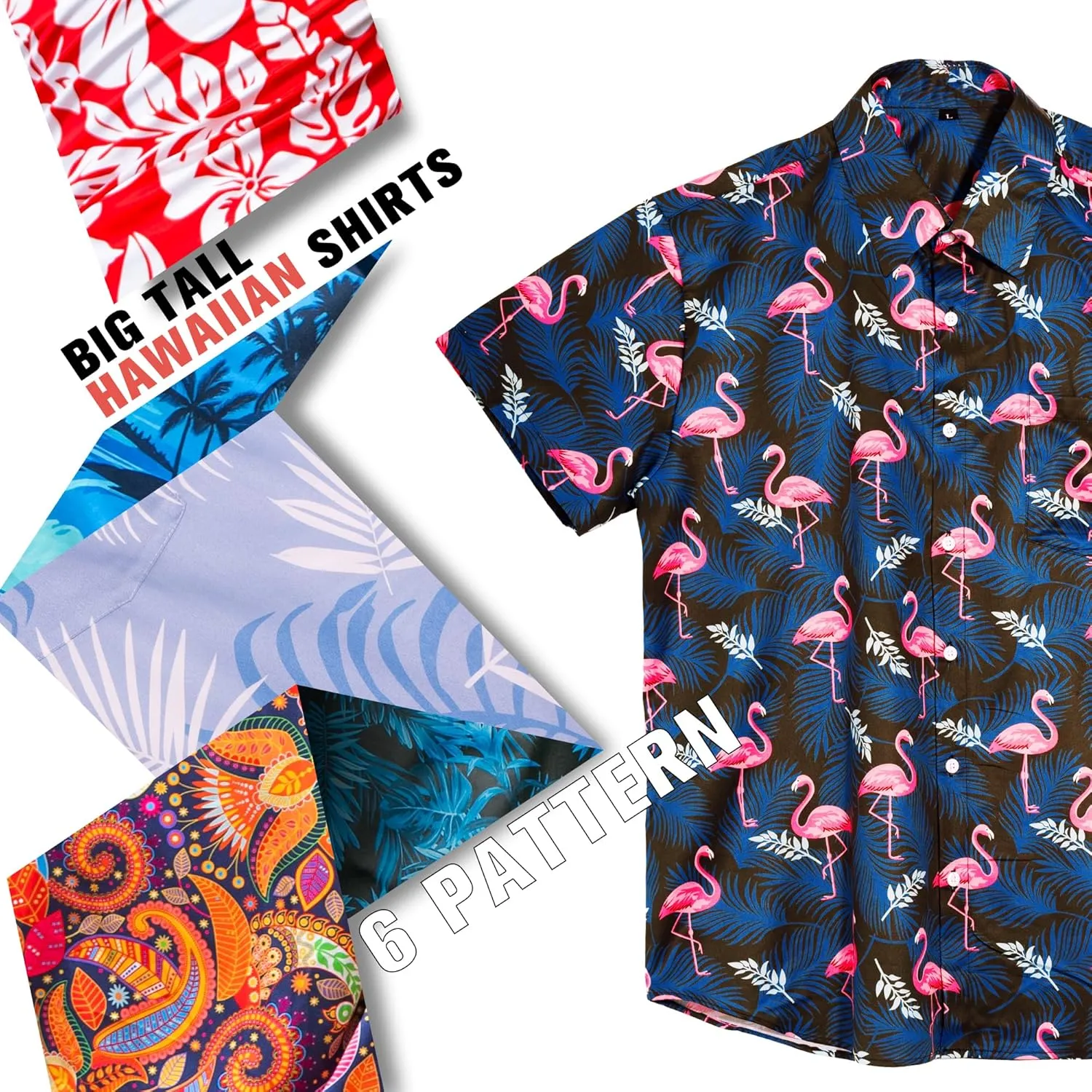 BRISIRA Big and Tall Hawaiian Shirts for Men Button Down Short Sleeves Shirts Beach Tropical Aloha Shirt with Pocket LT-6XLT