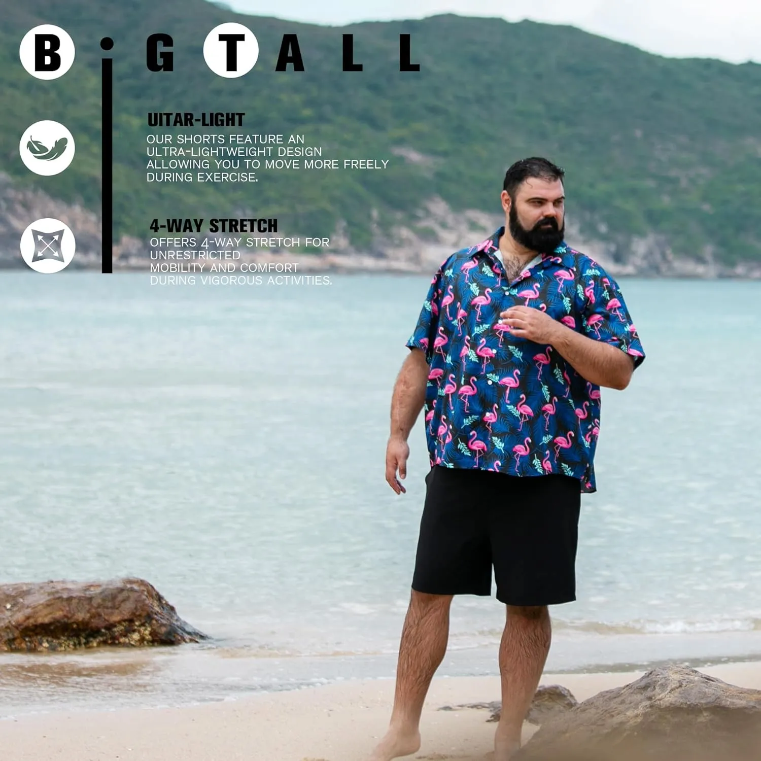 BRISIRA Big and Tall Hawaiian Shirts for Men Button Down Short Sleeves Shirts Beach Tropical Aloha Shirt with Pocket LT-6XLT