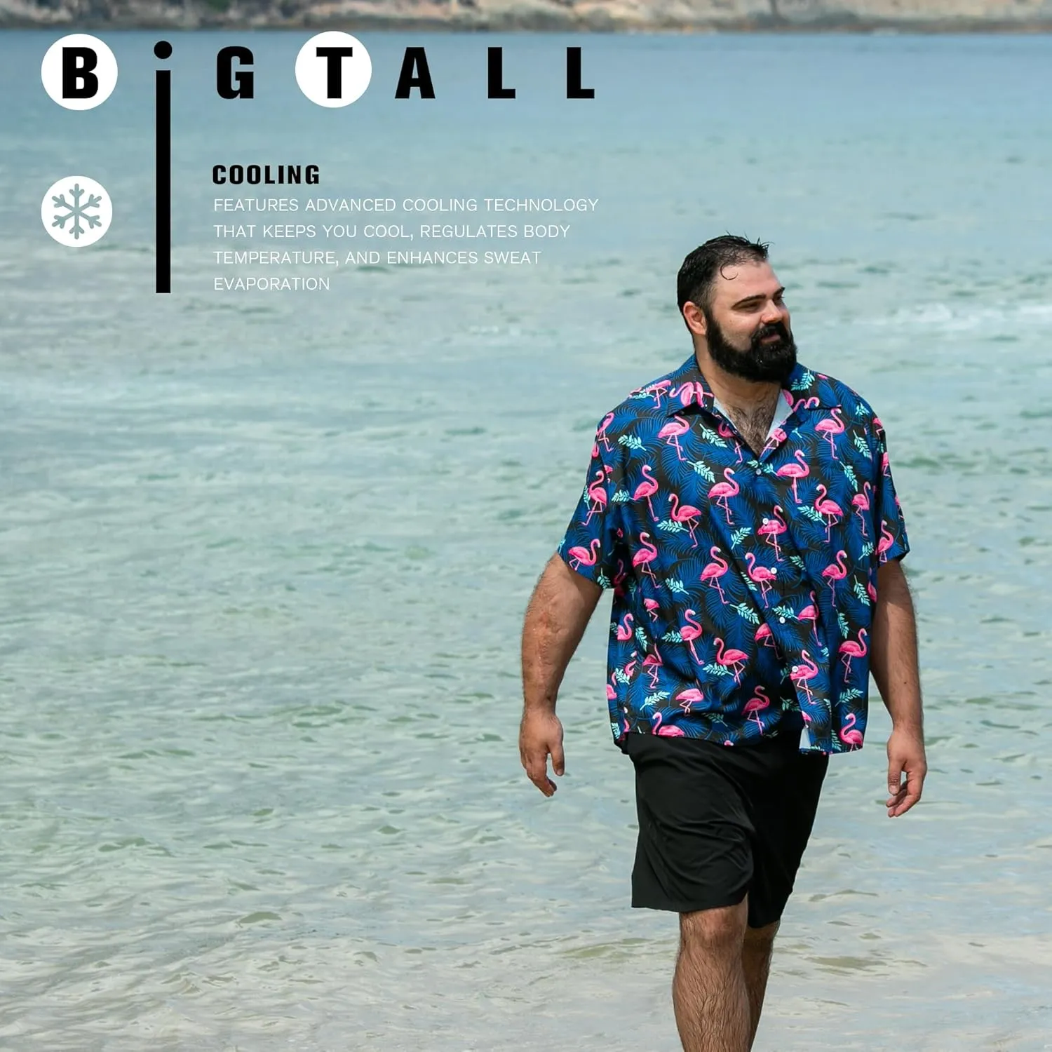BRISIRA Big and Tall Hawaiian Shirts for Men Button Down Short Sleeves Shirts Beach Tropical Aloha Shirt with Pocket LT-6XLT