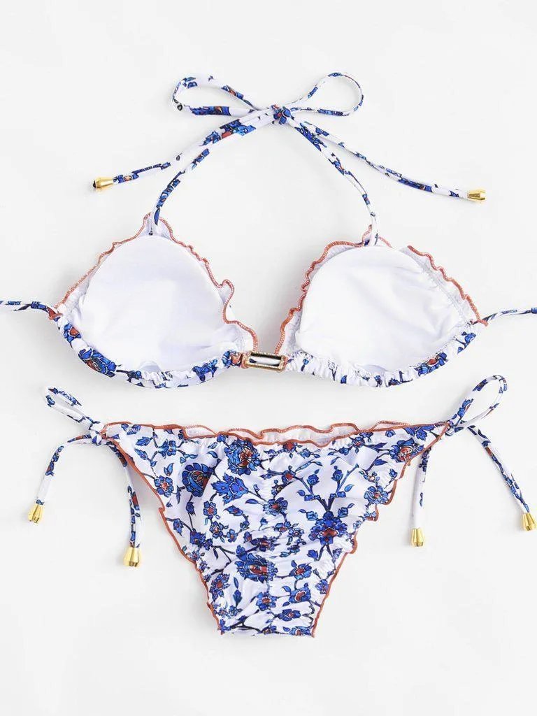 Calico Print Lettuce Bikini Set