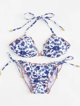 Calico Print Lettuce Bikini Set
