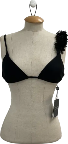 Club L Black Cassia Triangle Flower Trimmed Bikini Top UK 8