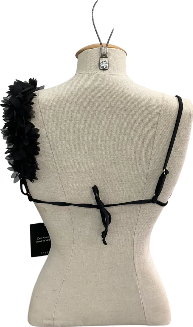 Club L Black Cassia Triangle Flower Trimmed Bikini Top UK 8
