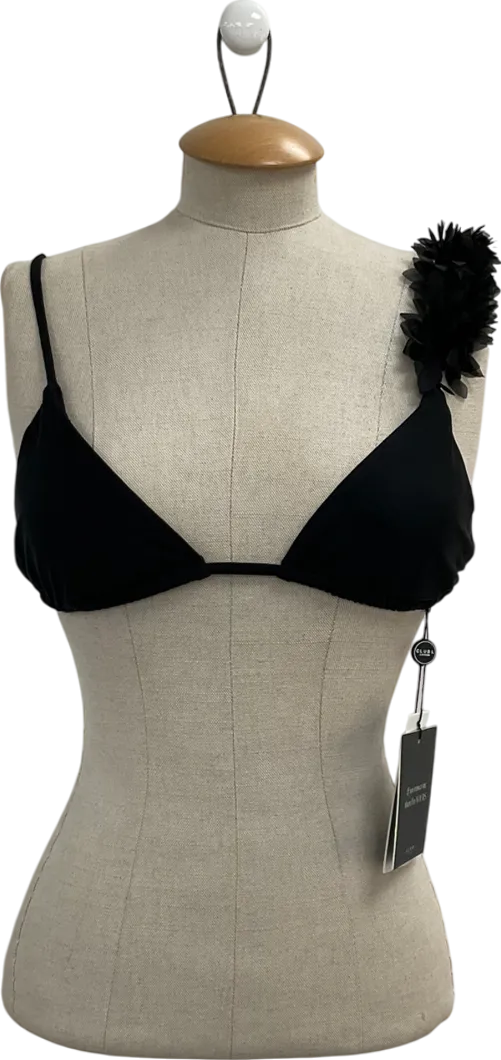 Club L Black Cassia Triangle Flower Trimmed Bikini Top UK 8