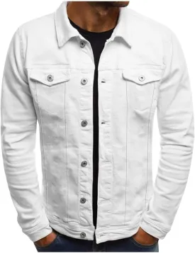Denim Jacket Men Slim Fit Big & Tall Ripped Trucker Jackets Classic Distressed Casual Button Down Jean Jacket Shirts