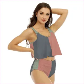 Eclectic Womens Ruffled Vest Bikini Set
