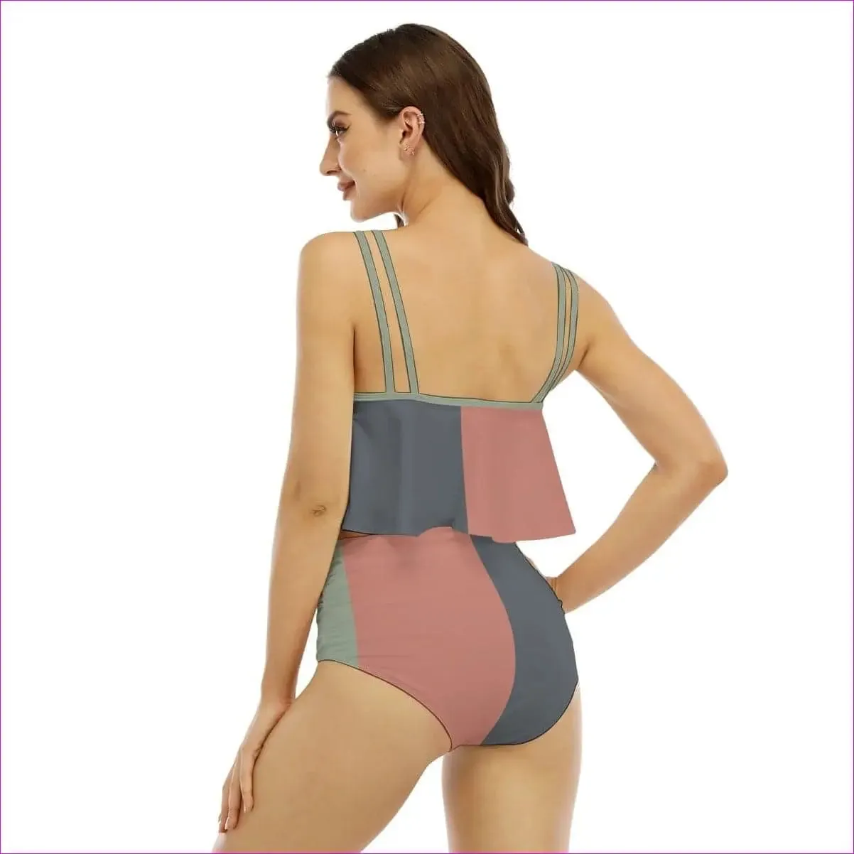 Eclectic Womens Ruffled Vest Bikini Set