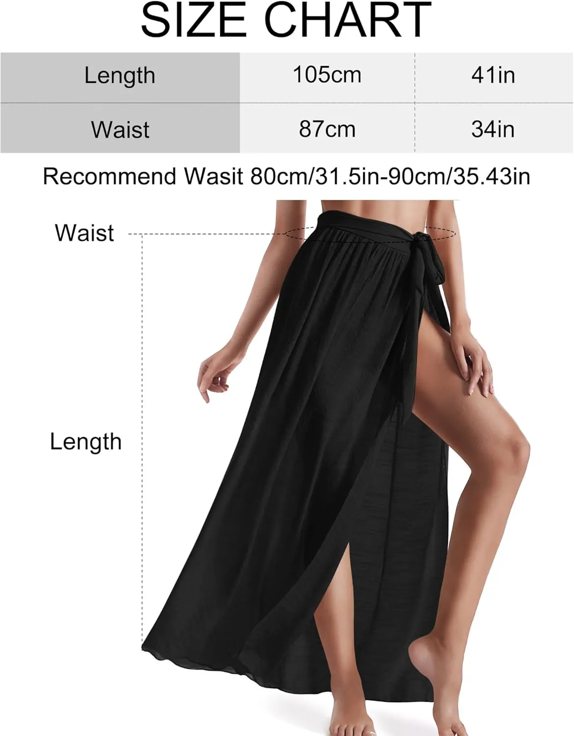 Eicolorte Beach Sarong Pareo Womens Semi-Sheer Swimwear Cover Ups Short Skirt with Tassels