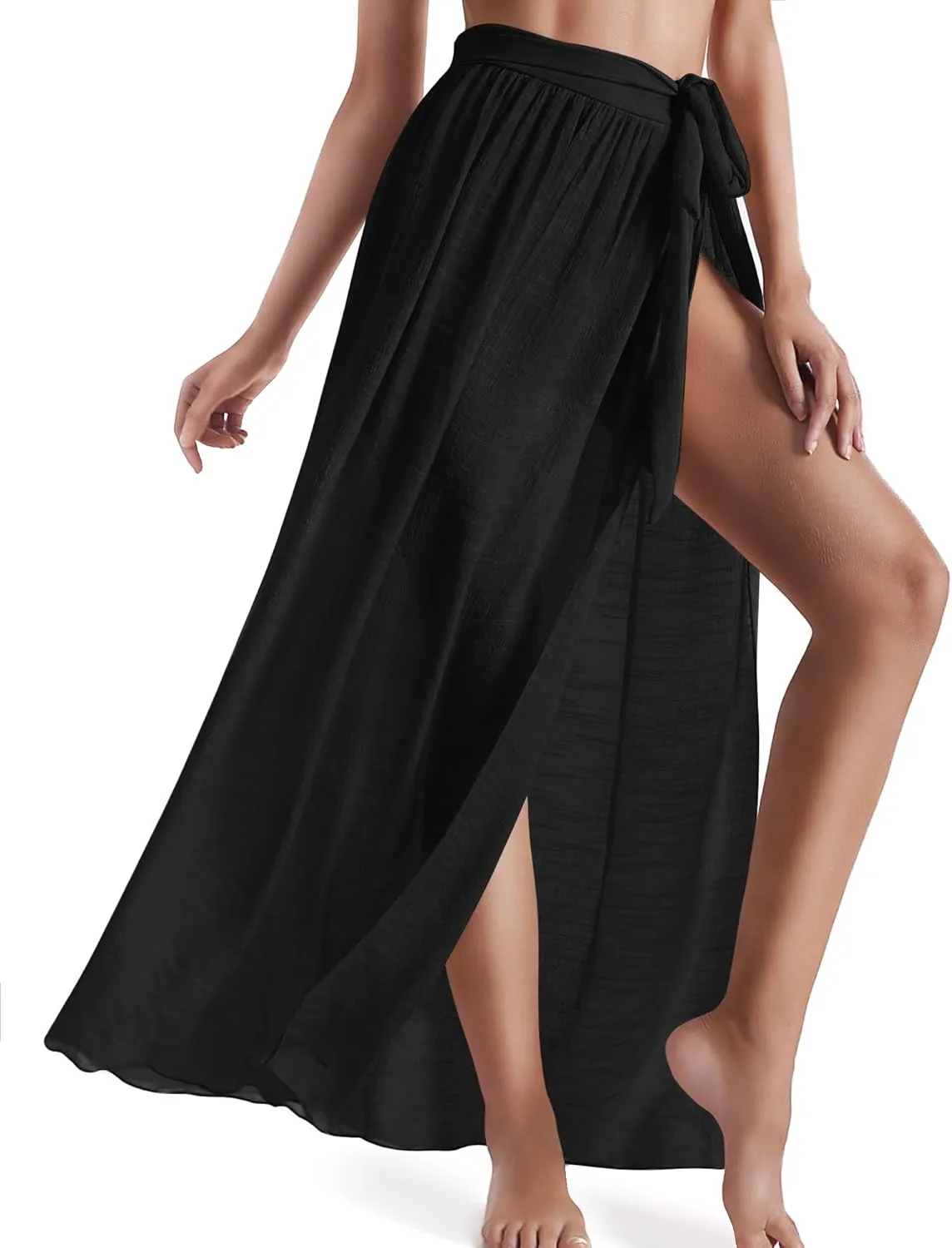 Eicolorte Beach Sarong Pareo Womens Semi-Sheer Swimwear Cover Ups Short Skirt with Tassels