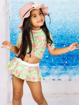 Girls Life's A Breeze Rash Guard Two Piece Swimsuit