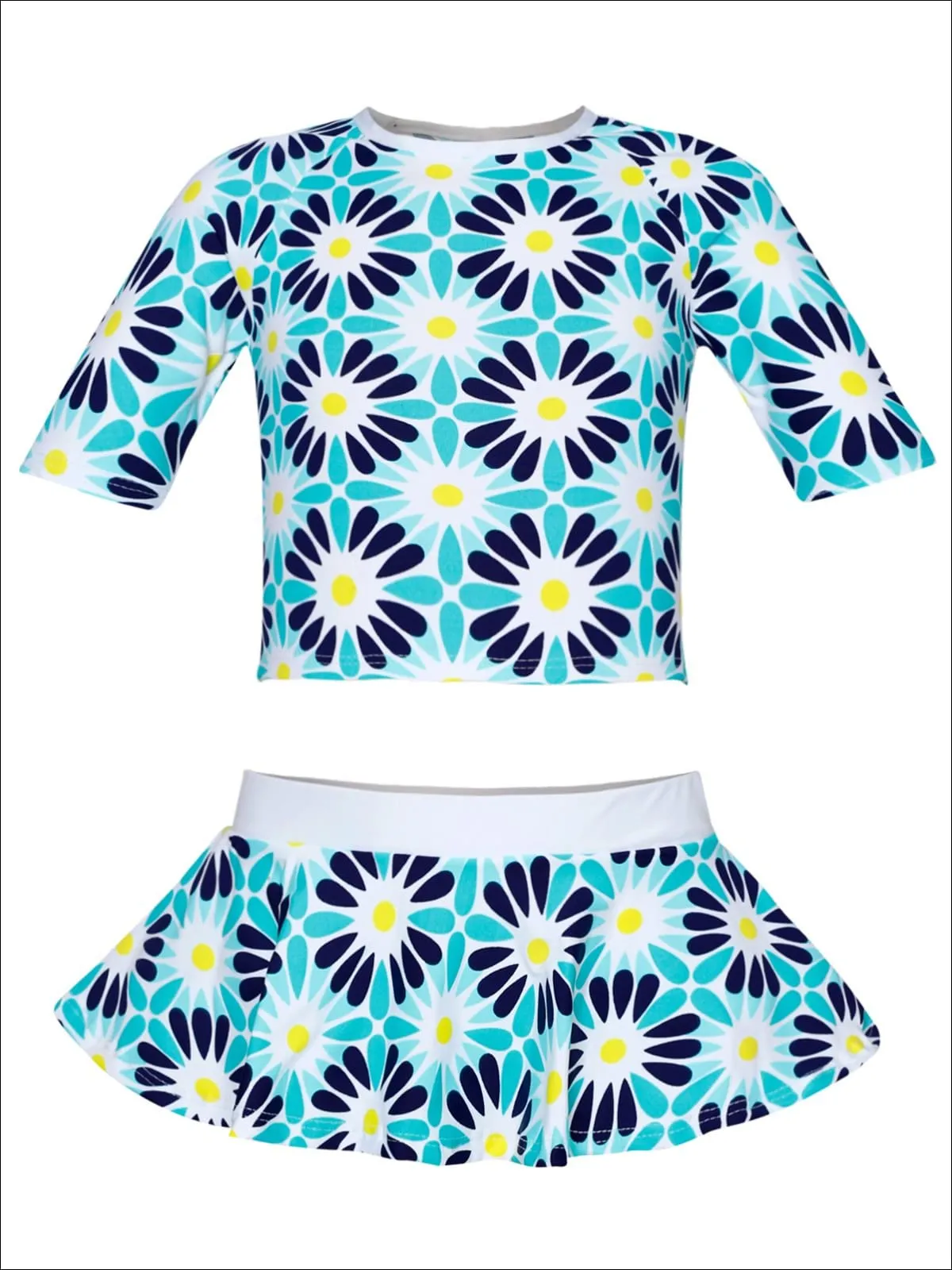 Girls Life's A Breeze Rash Guard Two Piece Swimsuit