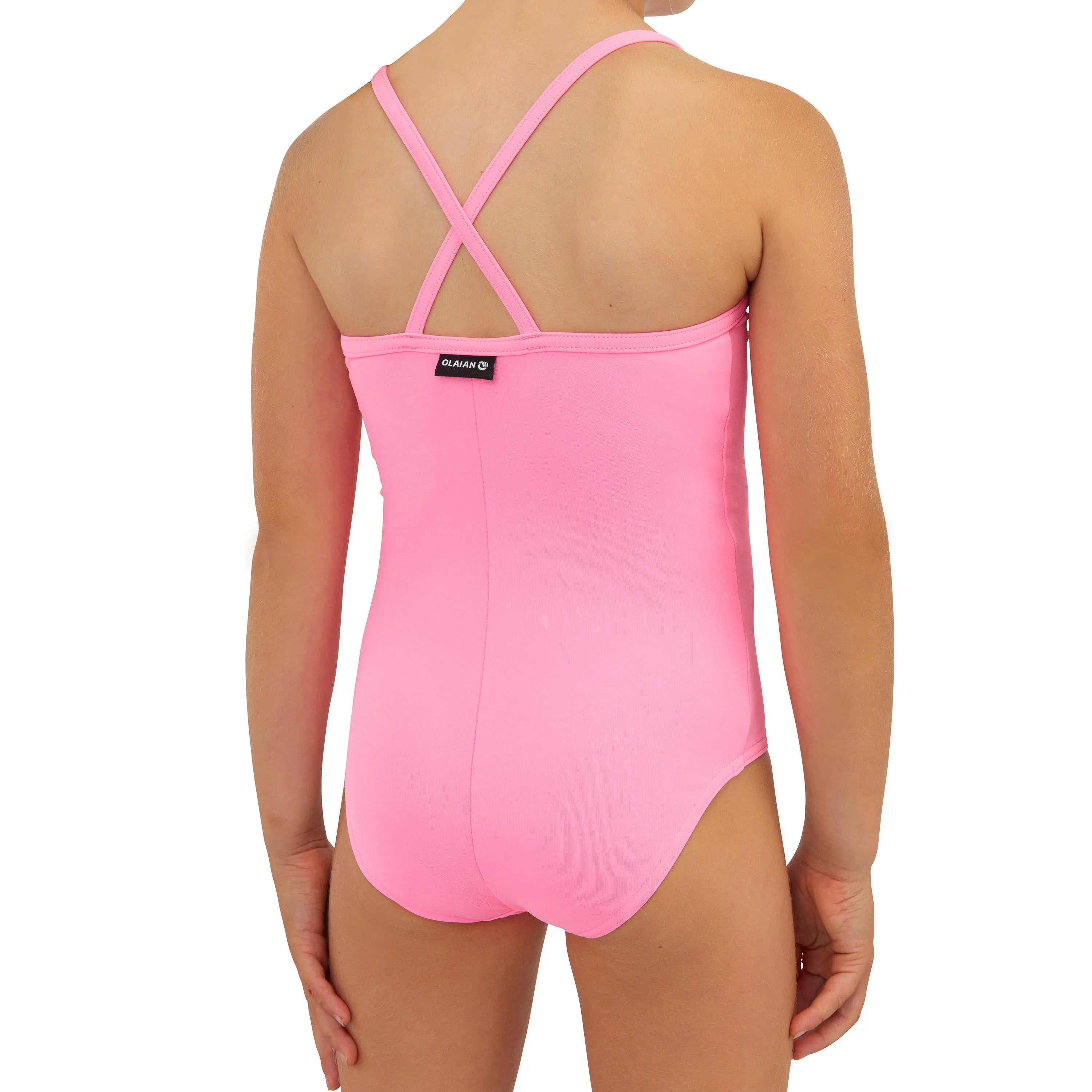 Girls' one-piece surf swimsuit multi-colored JUNE HANALEI 100 Olaian