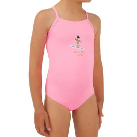 Girls' one-piece surf swimsuit multi-colored JUNE HANALEI 100 Olaian