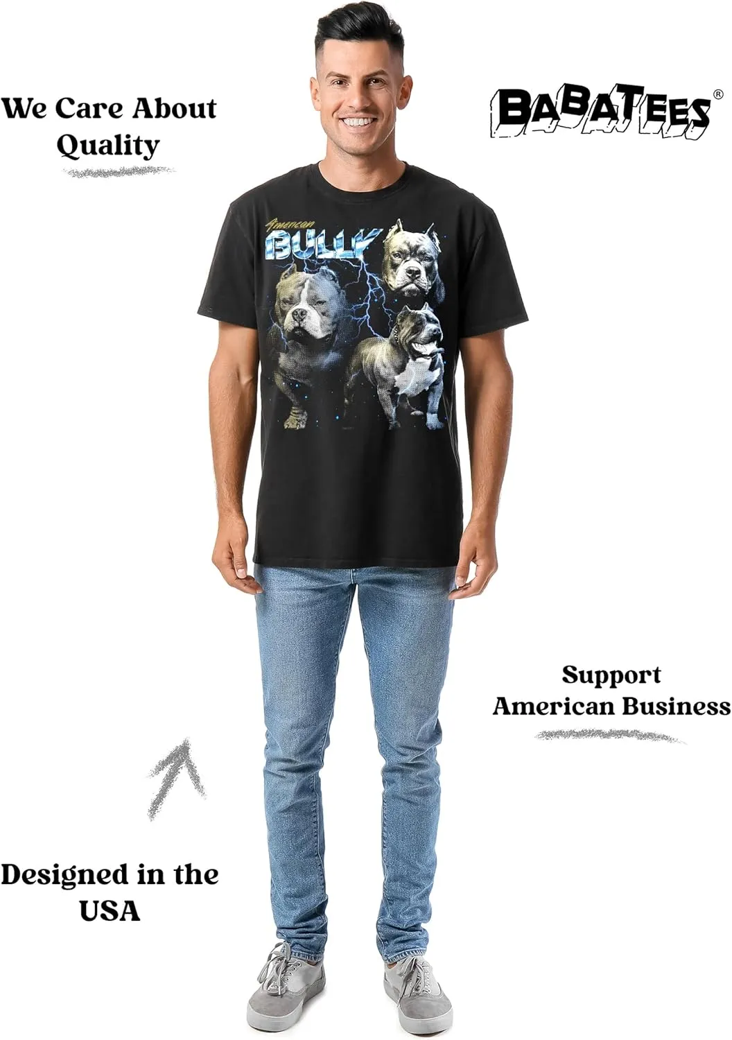 Heavy Metal Tshirt for Men & Women 80s 90s Glam Rock Style with Epic Stars and Lightning