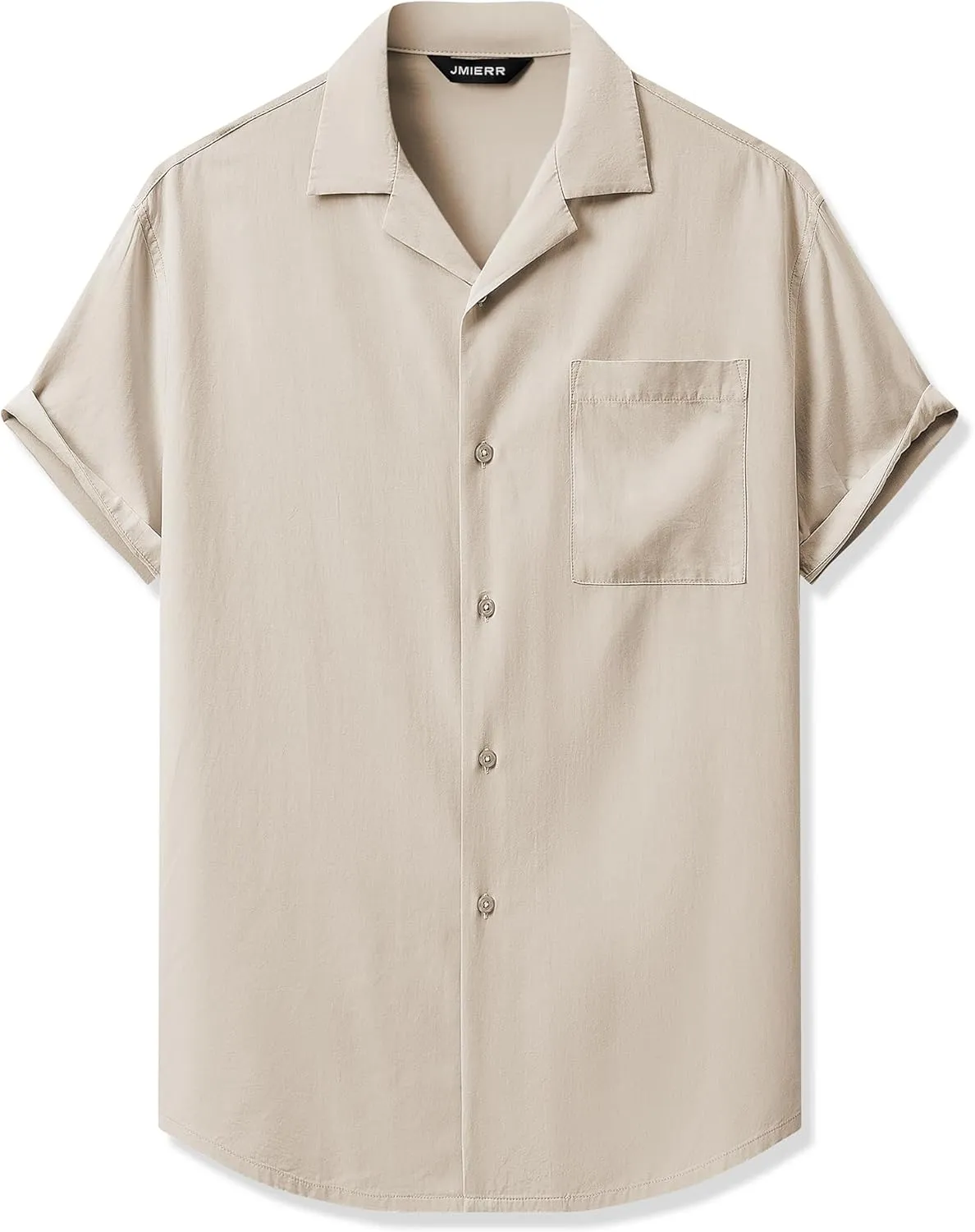 JMIERR Mens Linen Shirts Casual Short Sleeve Button Down Shirts Wrinkle Free Vacation Beach Summer Tops