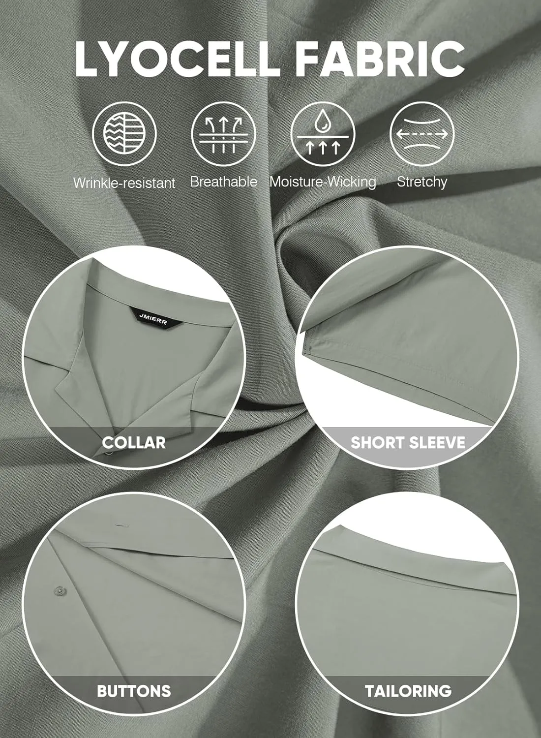 JMIERR Mens Linen Shirts Casual Short Sleeve Button Down Shirts Wrinkle Free Vacation Beach Summer Tops