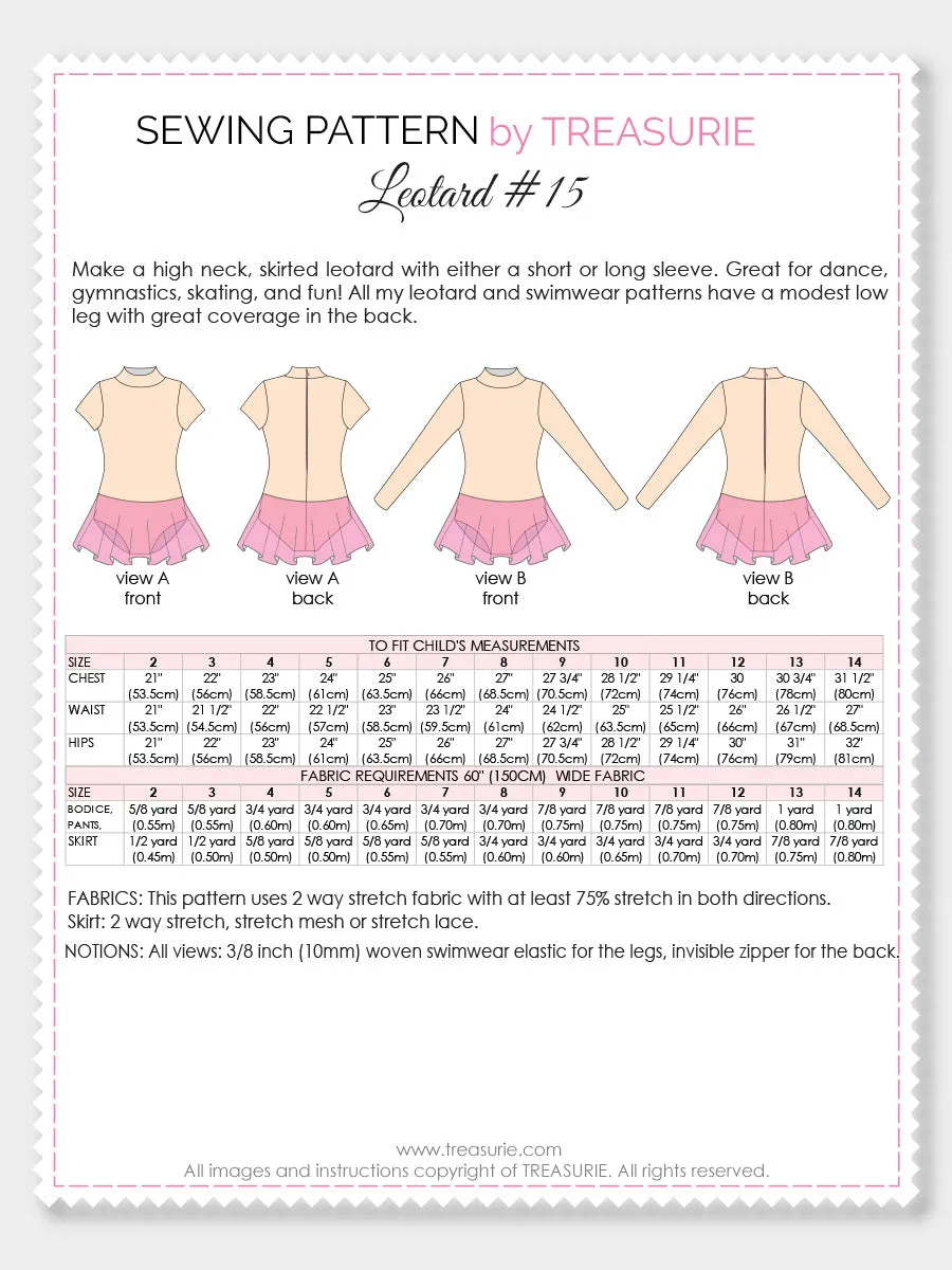 Leotard Patterns - Girls LEOTARD #15 (L515)