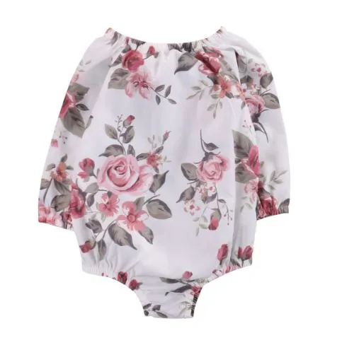 Long Sleeve Off Shoulder Floral Romper