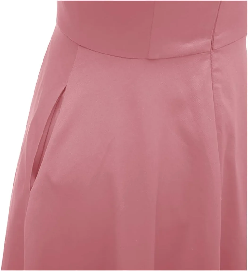 PUKAVT Women's Cocktail Party Dress Cap Sleeve 1950 Retro Swing Dress with Pockets