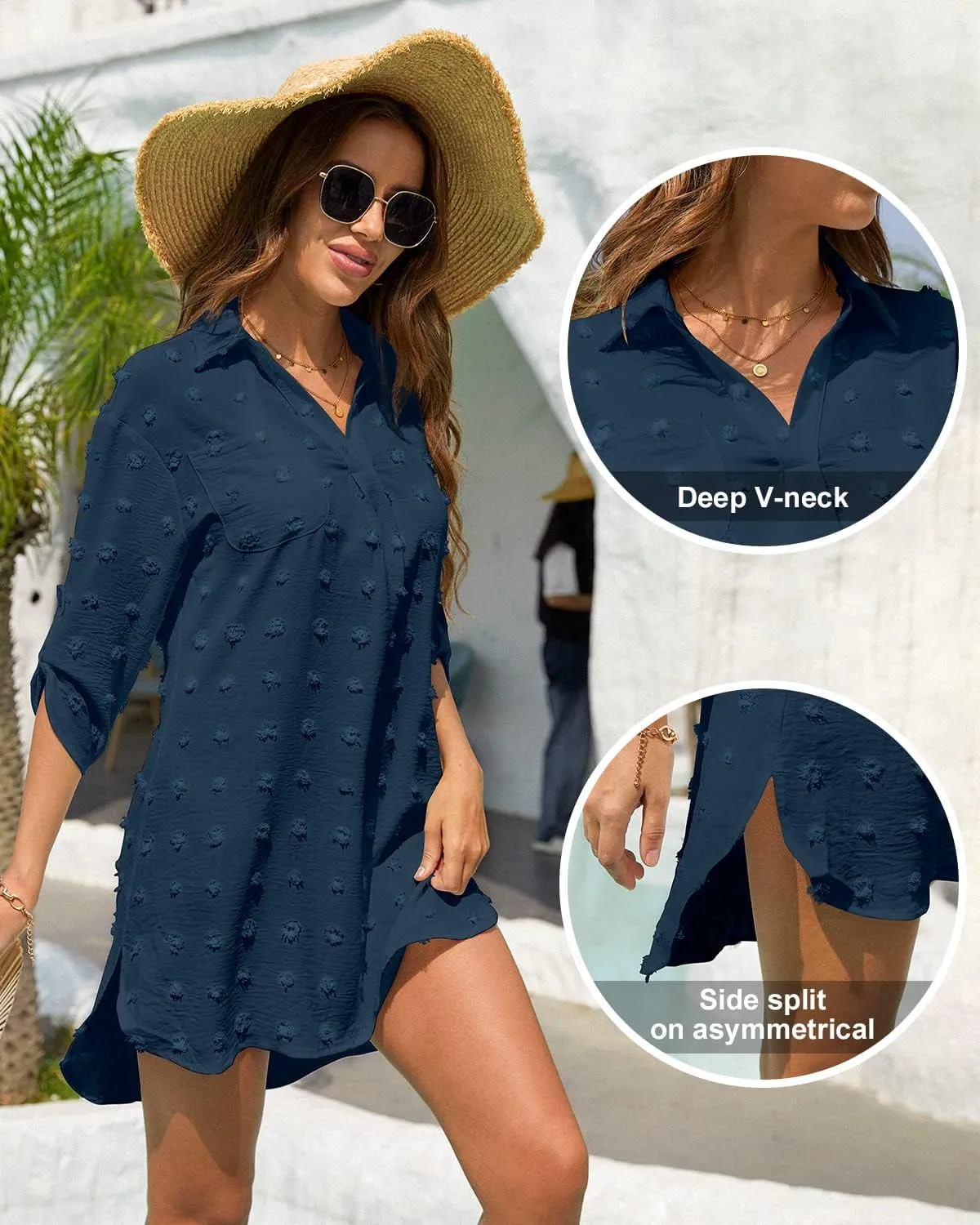QUCH Swimsuit Coverup for Women,Beach Coverup Dresses Bathing Suit Cover Ups for Swimwear Women Swim Shirt