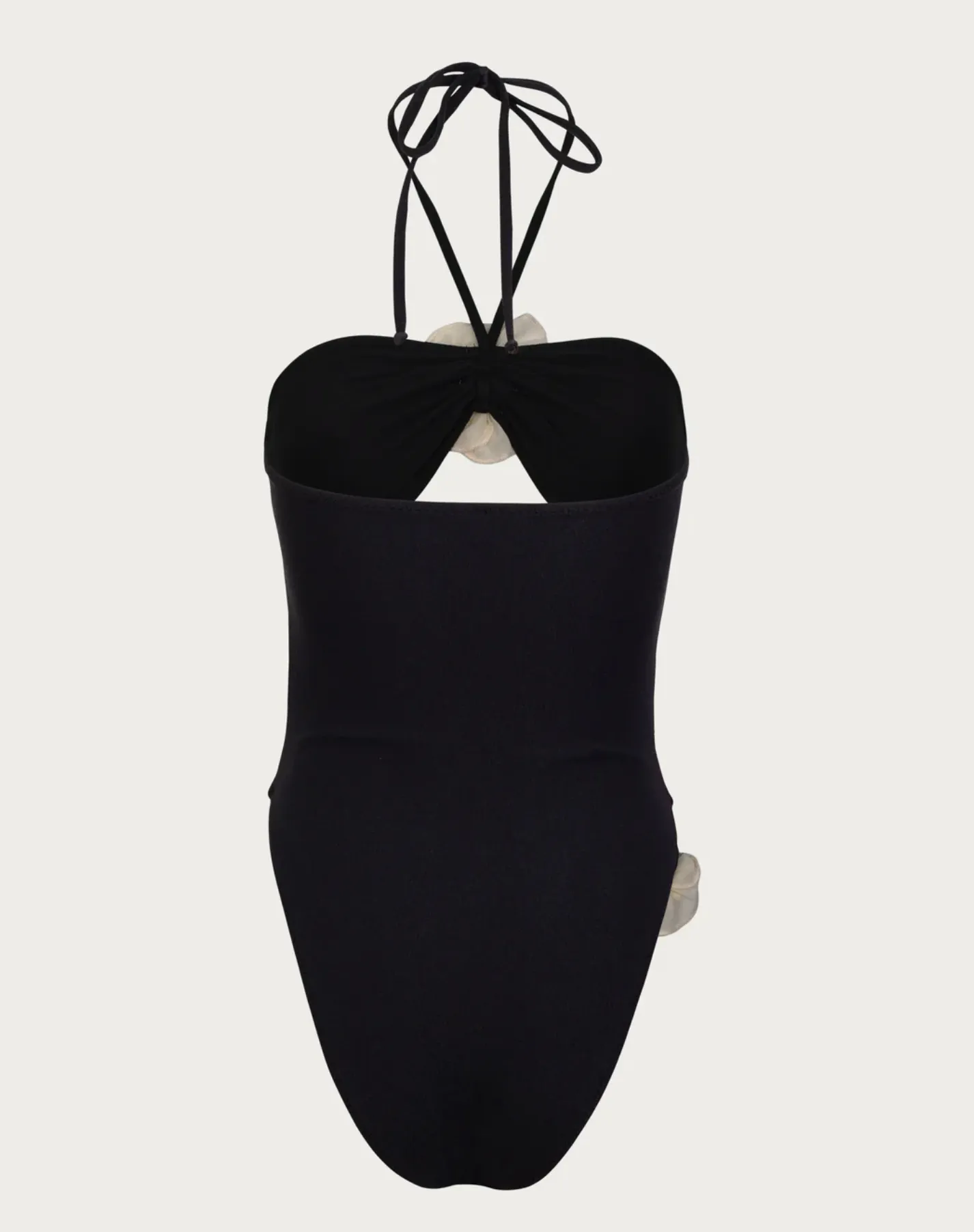SAME Los Angeles Black Rose Cut Out One Piece Swimsuit Black/cream UK S