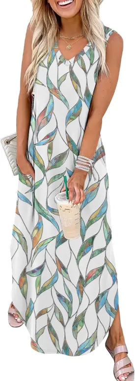 SAMPEEL Summer Dresses Maxi Dress Vacation Beach Sundresses 2025 with Pockets
