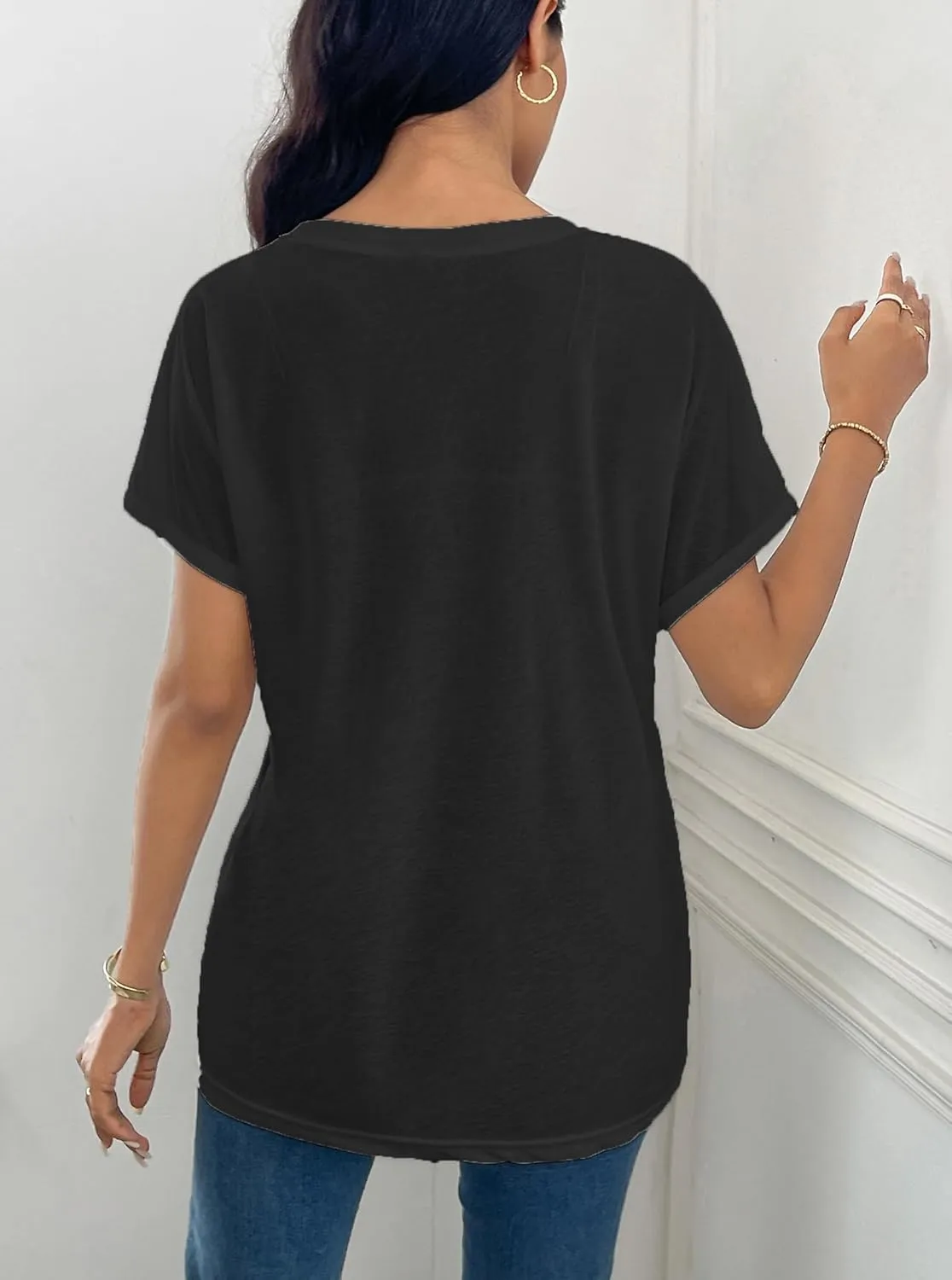Sheer Tops for Women See Through Oversized T Shirts, Short Sleeve Casual Summer Blouse