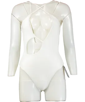 Swim by Di White Pegeia One-piece asymmetrical swimsuit UK XS