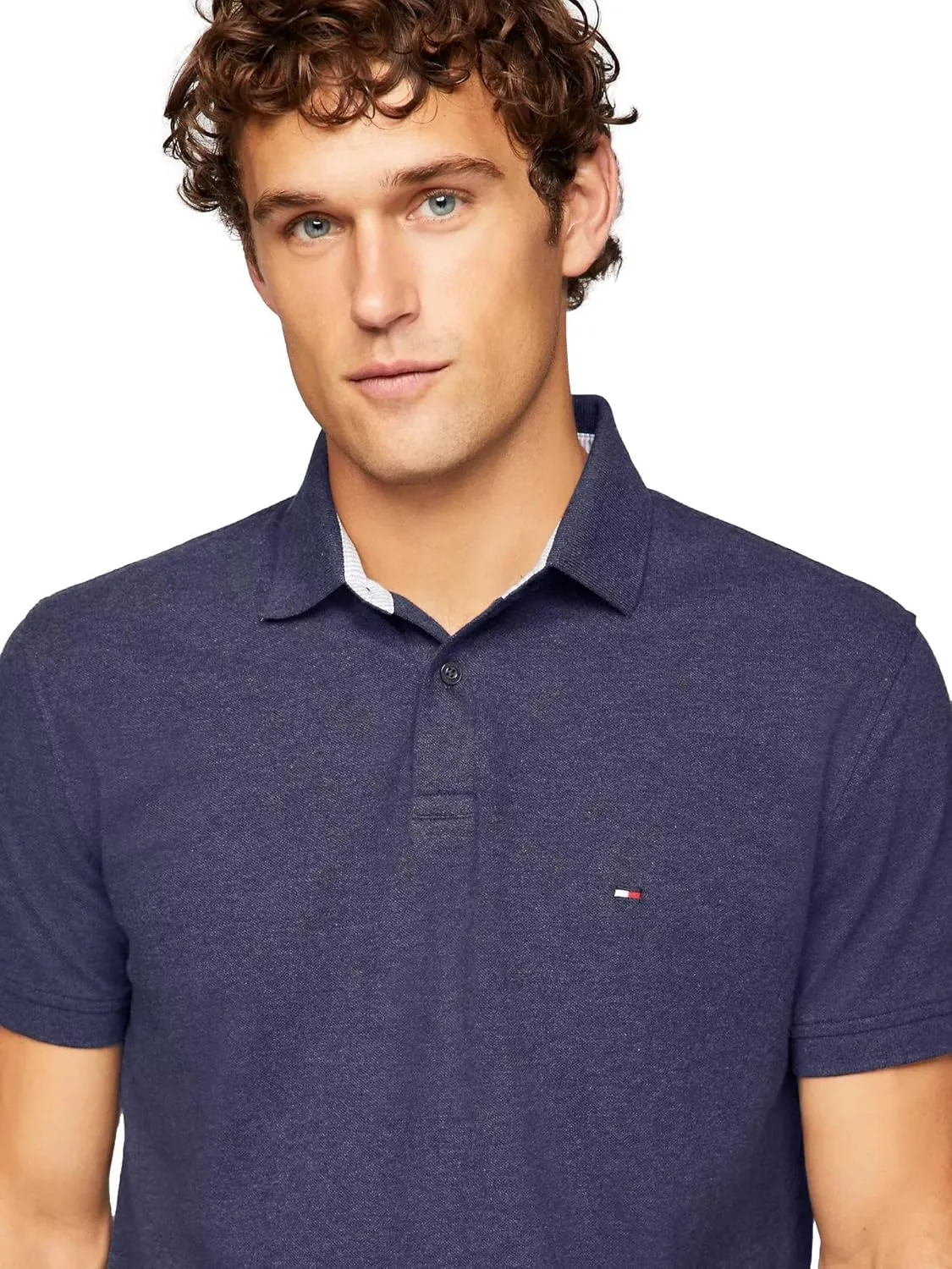Tommy Hilfiger Men's Regular Fit Solid Color Short Sleeve Stretch Pique Polo Shirt