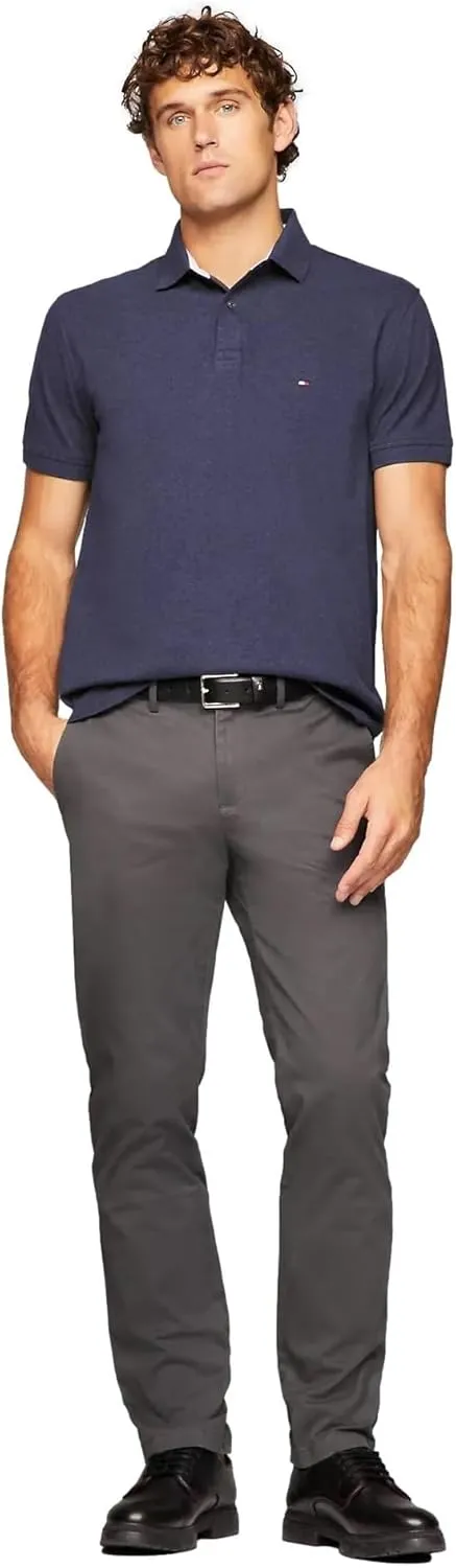 Tommy Hilfiger Men's Regular Fit Solid Color Short Sleeve Stretch Pique Polo Shirt