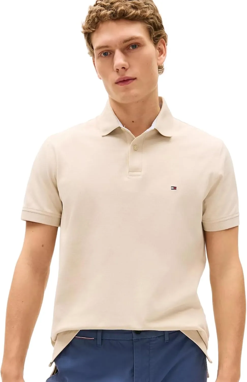 Tommy Hilfiger Men's Regular Fit Solid Color Short Sleeve Stretch Pique Polo Shirt
