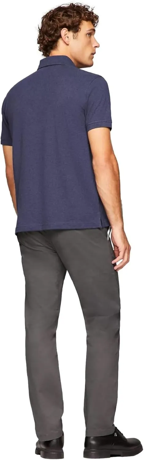 Tommy Hilfiger Men's Regular Fit Solid Color Short Sleeve Stretch Pique Polo Shirt