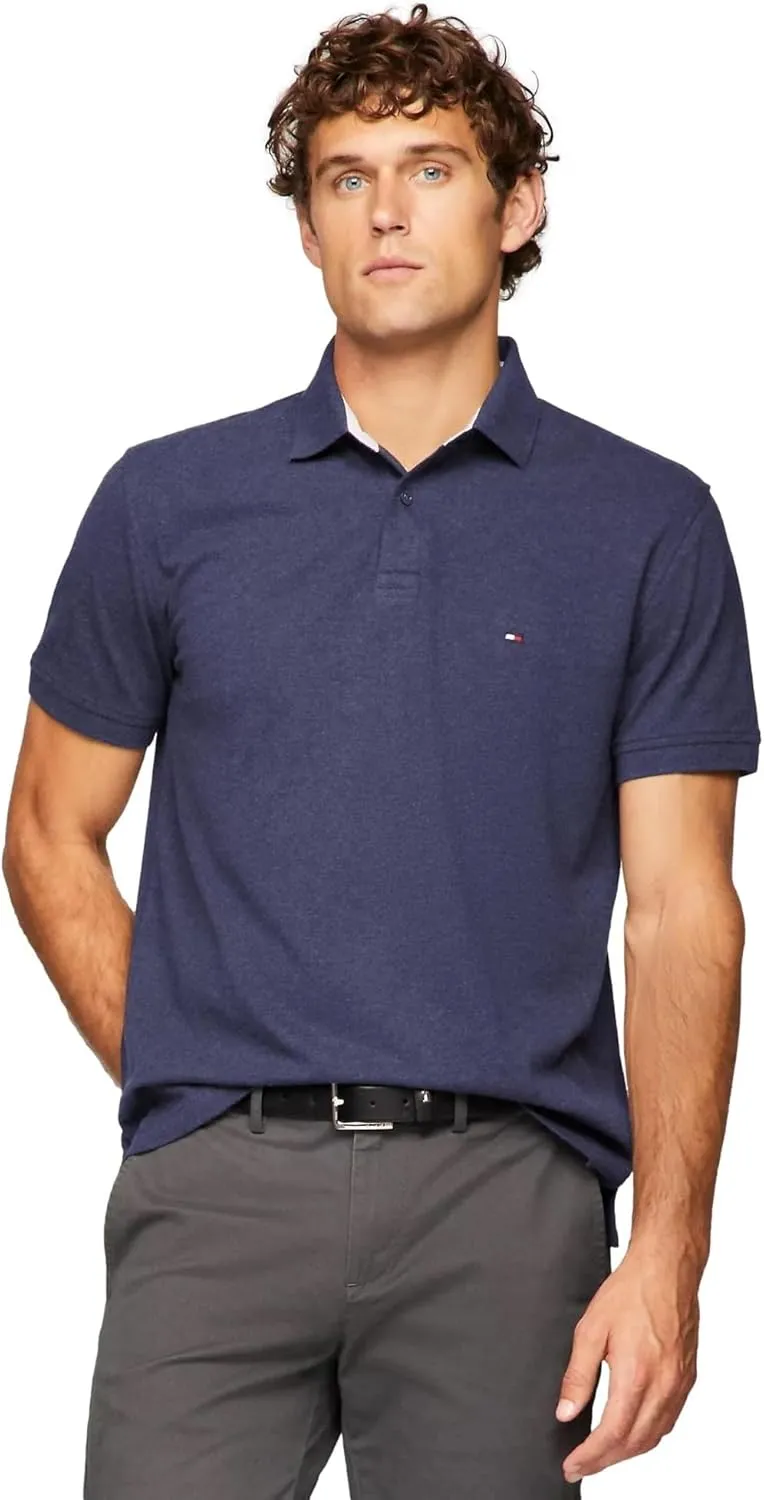 Tommy Hilfiger Men's Regular Fit Solid Color Short Sleeve Stretch Pique Polo Shirt