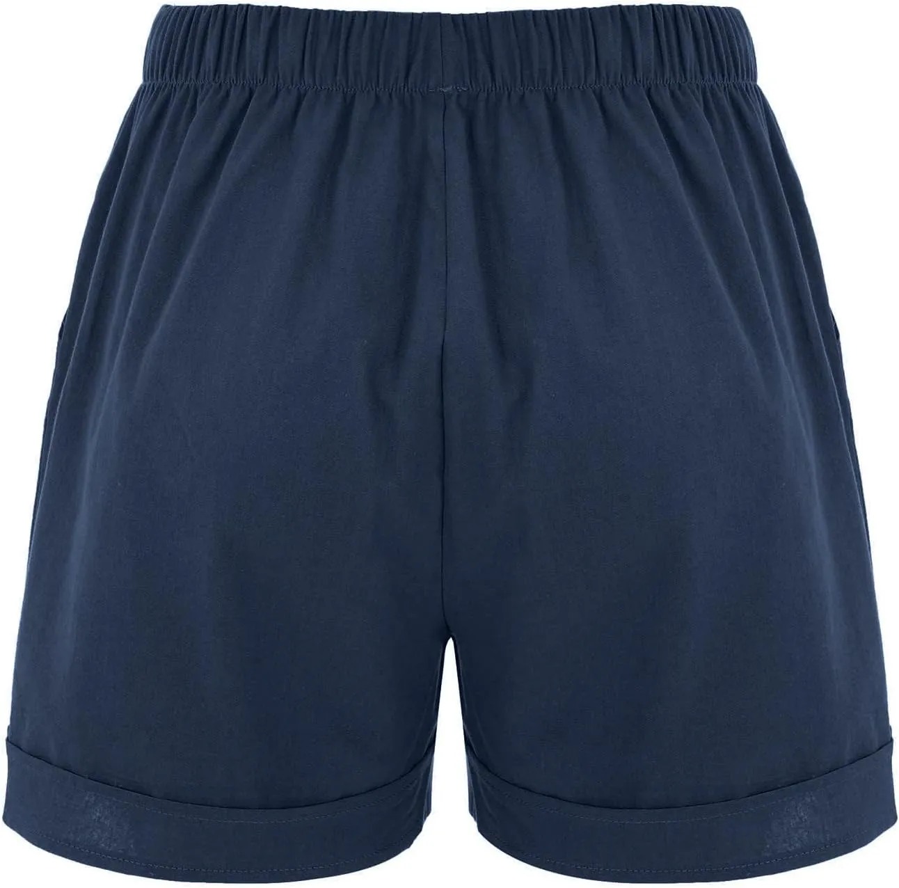 Women Casual Cotton Linen Shorts Drawstring Comfy Elastic Waist Shorts Summer Pull On Short with Pockets(S-3XL)