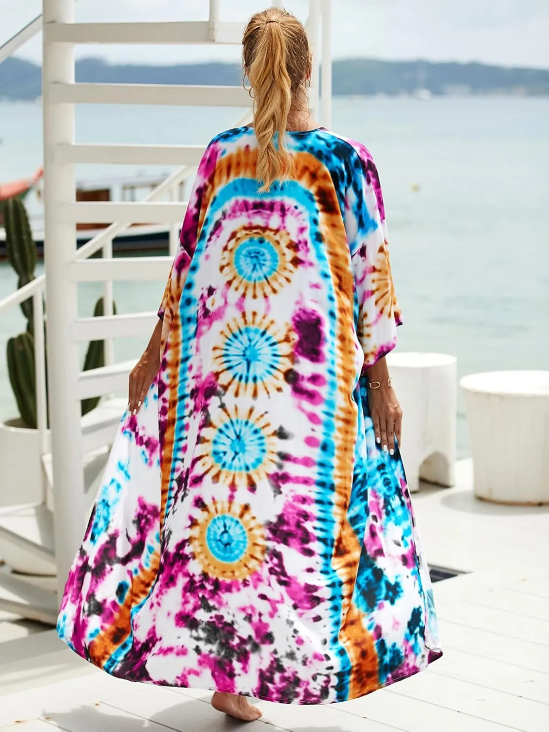 Women Casual Open Front Lightweight Cardigan Long Beach Kimono Cover Up