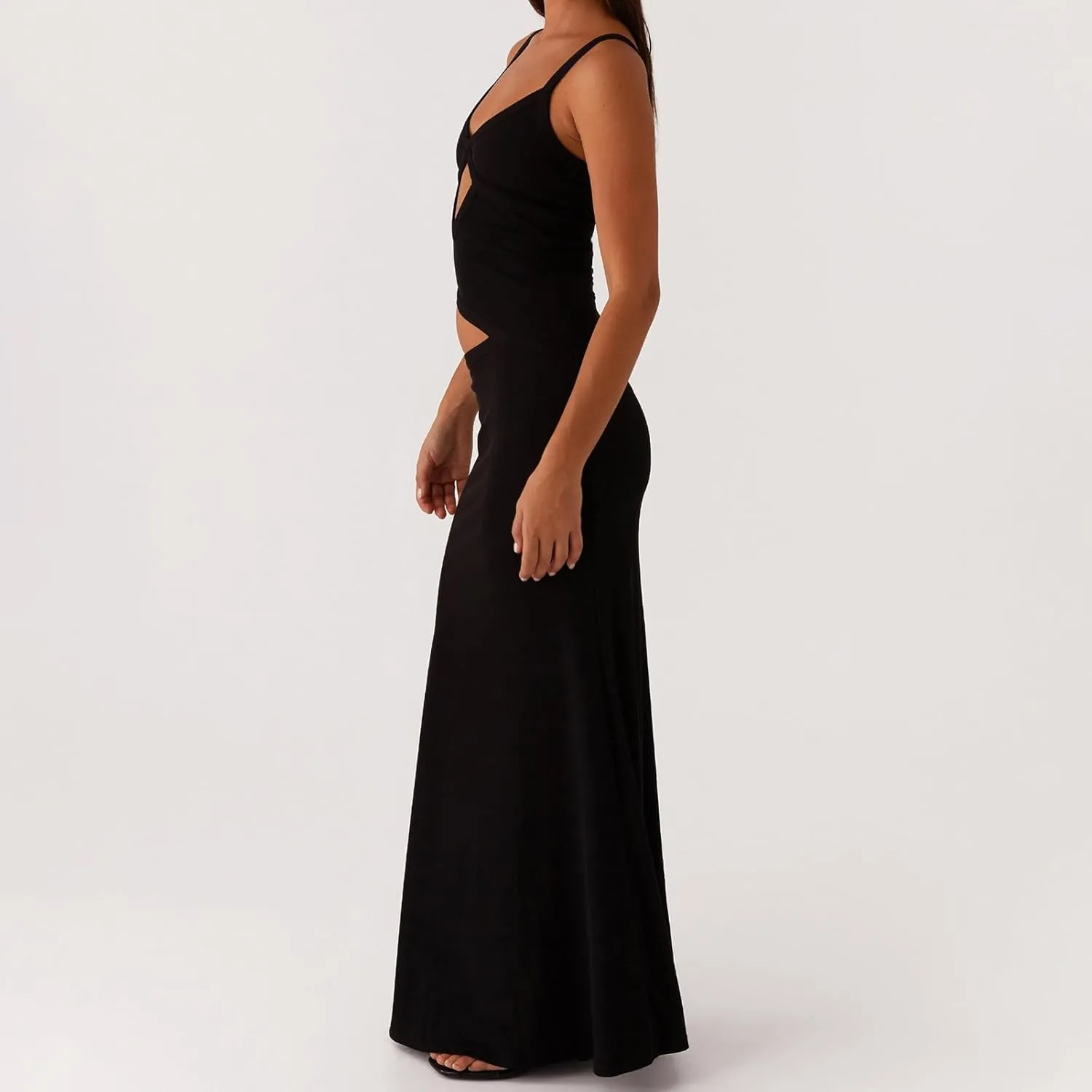 Women Spaghetti Strap Cut Out Maxi Dress Elegant Formal Cocktail Dresses Backless V-Neck Bodycon Long Slip Dress 2025