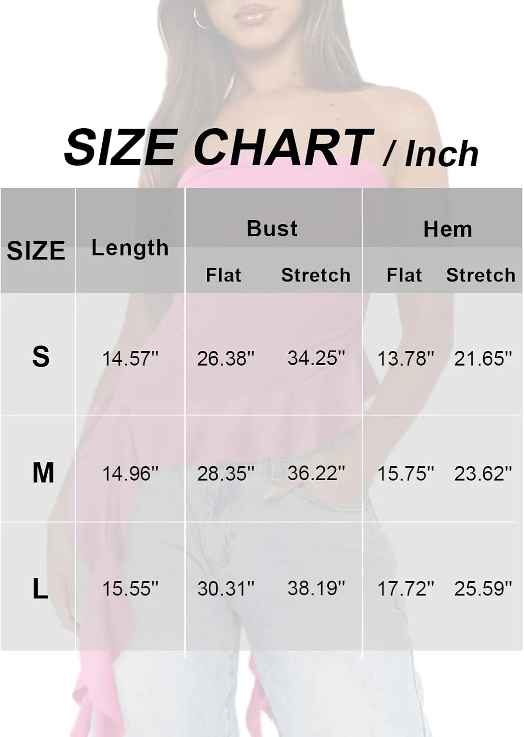 Women Strapless Tops Ruffled Asymmetrical Hem Tube Tops Ruched Bandeau Cami Tanks