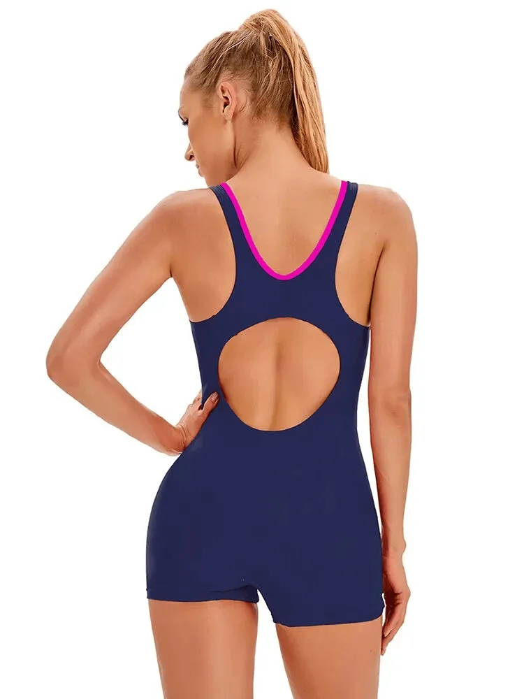 Women's Patchwork Sports One-Piece Swimsuit - SF1702