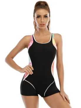 Women's Patchwork Sports One-Piece Swimsuit - SF1702