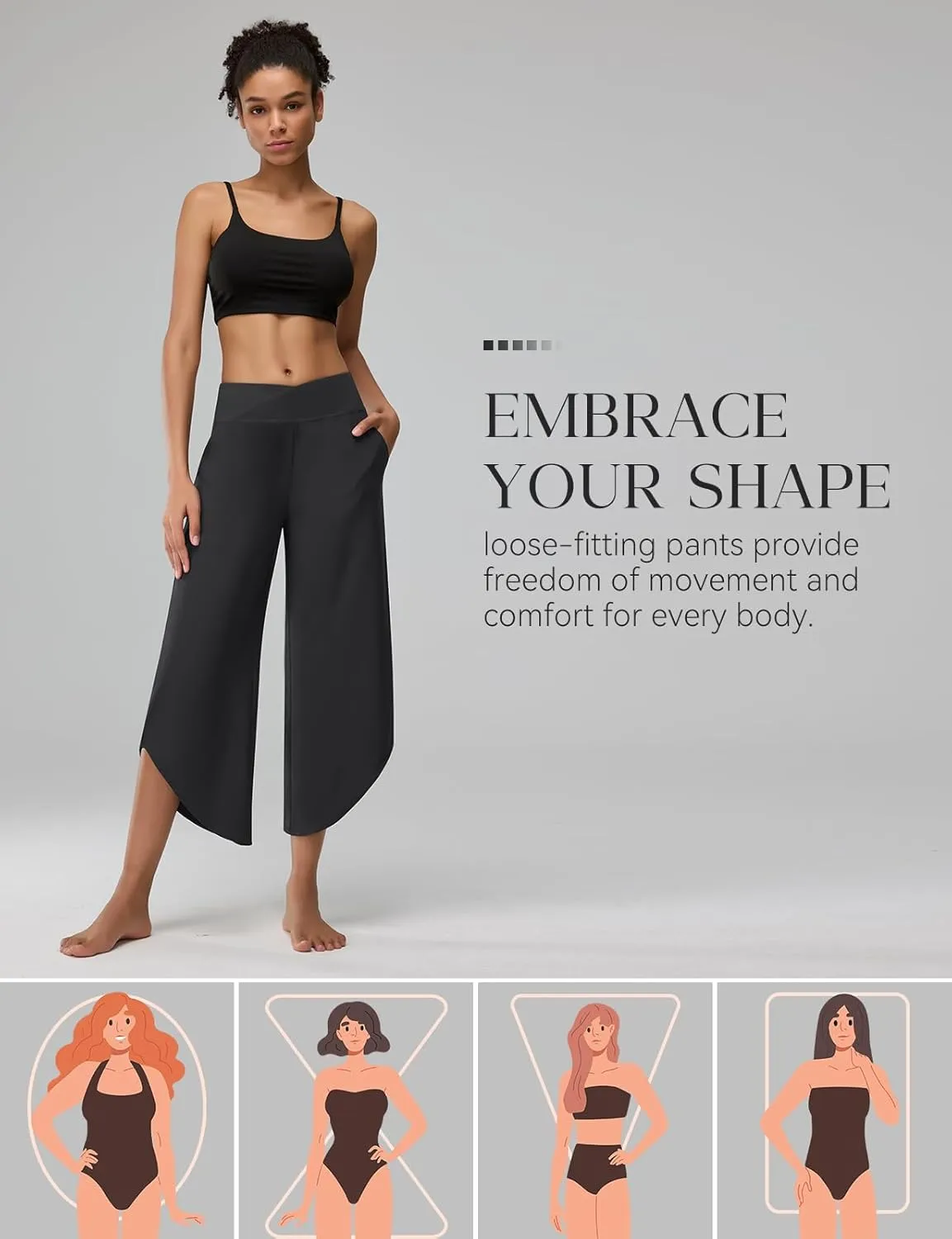 Women's Travel Pants Cross High Waist Wide Leg Lounge Cropped Pants Lightweight Casual Yoga Trousers w Pockets