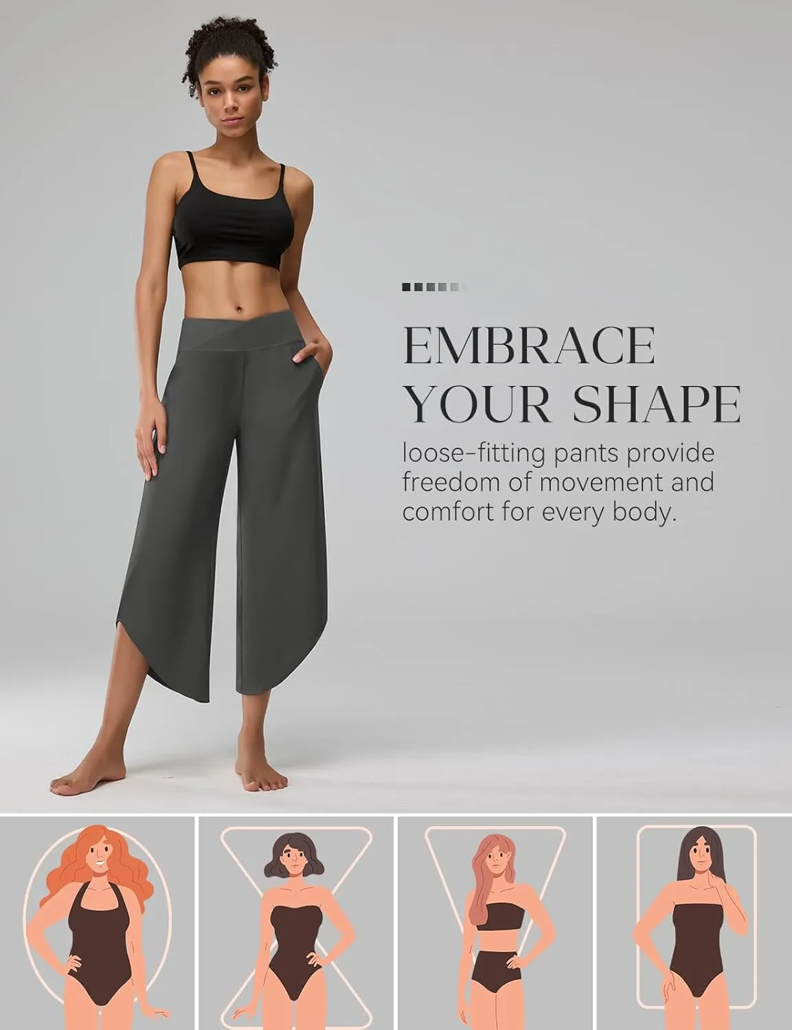 Women's Travel Pants Cross High Waist Wide Leg Lounge Cropped Pants Lightweight Casual Yoga Trousers w Pockets
