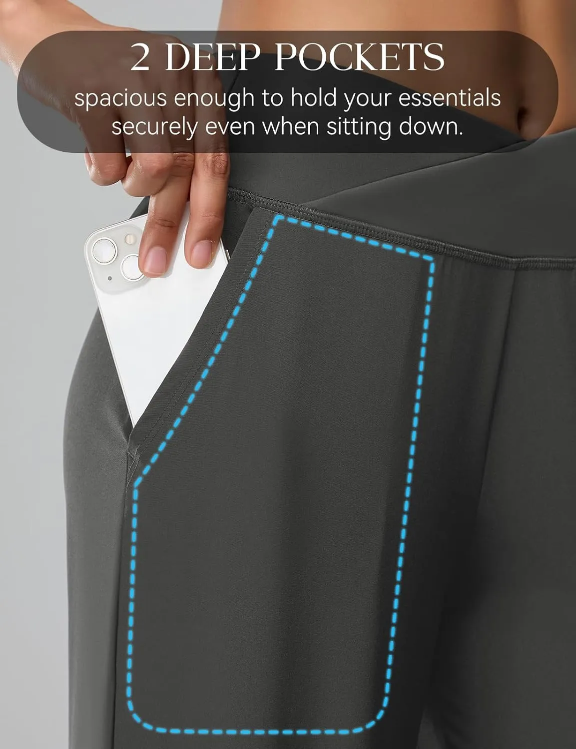 Women's Travel Pants Cross High Waist Wide Leg Lounge Cropped Pants Lightweight Casual Yoga Trousers w Pockets